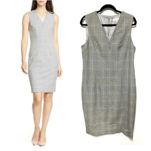 NWOT $295 Ted Baker Avriild Plaid Check V-Neck Sheath Dress - Business Workwear